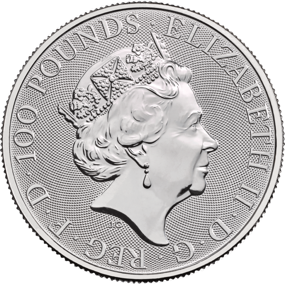 platinum queens beast white lion coin obverse image